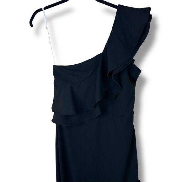 Lulus NWT Grand Beauty Black Ruffled One-Shoulder Mermaid Maxi Dress Large - Picture 5 of 11